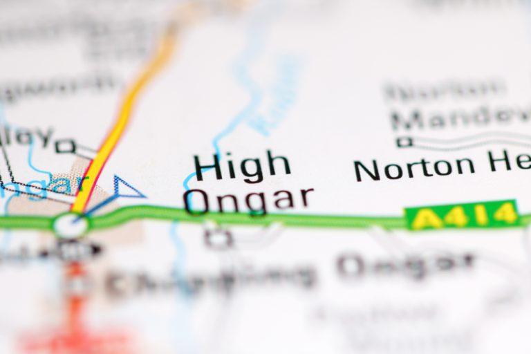 high,ongar.,united,kingdom,on,a,geography,map